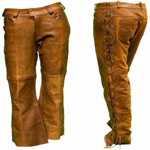 Men's Cowboy Buckskin Suede Leather Western Pant with Fringe - Gold Wex