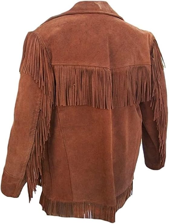 Men's Traditional Cowboy Western Leather Coat | Native American Suede Jacket With Fringed