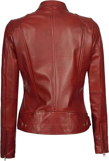 Leather Jackets For Women Café Racer Style Casual And Trending Fashion Real Lambskin Women's Leather Jacket - Maroon