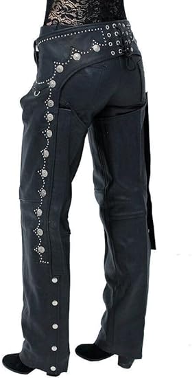 Cowboy Leather Western Leather Fringe Native Handmade Beads Chaps - Black 3