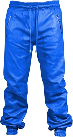 Men's JOGGERS Jogging Trouser Draw Pants Red Lambskin Premium Real Leather