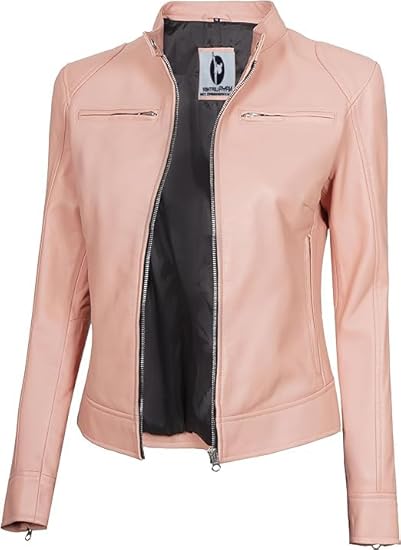 Leather Jackets For Women Café Racer Style Casual And Trending Fashion Real Lambskin Women's Leather Jacket - Light Pink