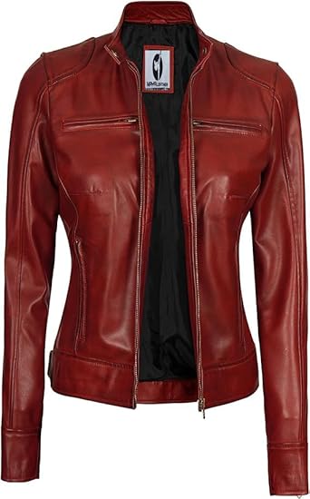 Leather Jackets For Women Café Racer Style Casual And Trending Fashion Real Lambskin Women's Leather Jacket - Maroon