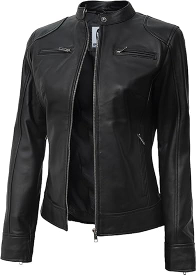 Leather Jackets For Women Café Racer Style Casual And Trending Fashion Real Lambskin Women's Leather Jacket - Black 2