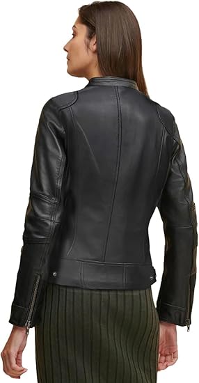 Leather Jackets For Women Café Racer Style Casual And Trending Fashion Real Lambskin Women's Leather Jacket - Black