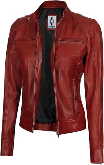 Leather Jackets For Women Café Racer Style Casual And Trending Fashion Real Lambskin Women's Leather Jacket - Maroon