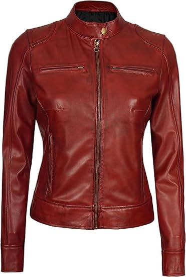 Leather Jackets For Women Café Racer Style Casual And Trending Fashion Real Lambskin Women's Leather Jacket - Maroon