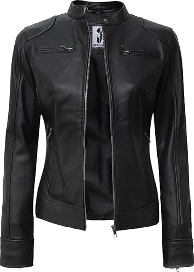 Leather Jackets For Women Café Racer Style Casual And Trending Fashion Real Lambskin Women's Leather Jacket - Black 2