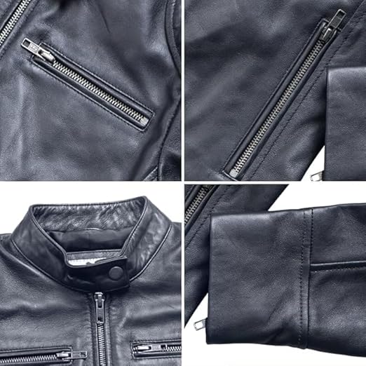 Leather Jackets For Women Café Racer Style Casual And Trending Fashion Real Lambskin Women's Leather Jacket - Black