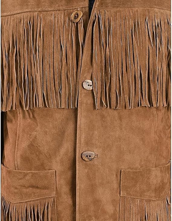 Men's Traditional Western Fringed Suede Leather Jacket | Classic Native American Jacket Coat with Fringed