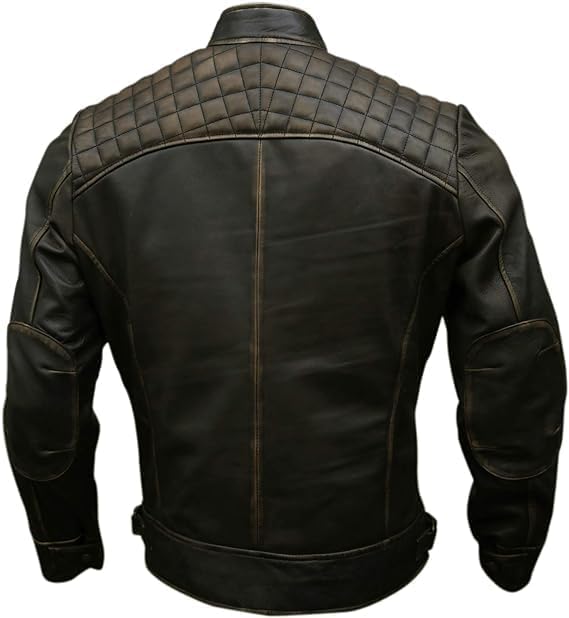 Black Texture Lambskin Leather Biker Jacket