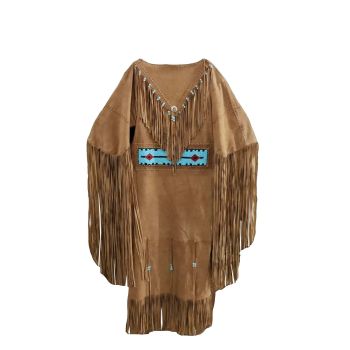 Native Buckskin Suede Leather Wedding Dress - Brown