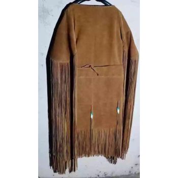 Native Buckskin Suede Leather Wedding Dress - Brown