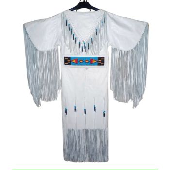 Native Buckskin Real Leather Wedding Dress - White