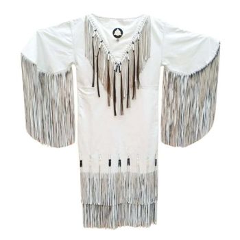 Native Buckskin Real Leather Wedding Dress - White 2