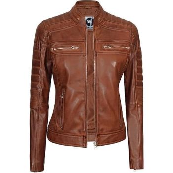 Real Lambskin Café Racer Style Fashion Jacket-Brown Vex