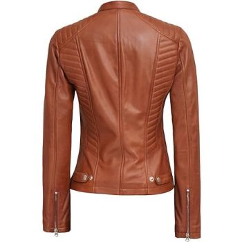 Real Lambskin Café Racer Style Fashion Jacket-Brown Texture