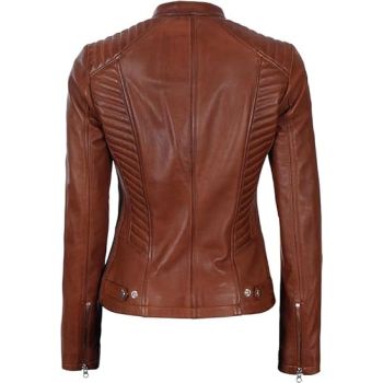 Real Lambskin Café Racer Style Fashion Jacket-Brown Vexes Texture