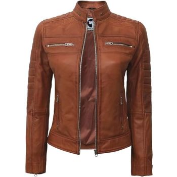 Real Lambskin Café Racer Style Causal And Fashion Jacket-Brown