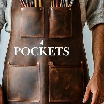 Handmade Leather Apron For BBQ Chef Cooking with Pockets Strap - Tan Dark Vex