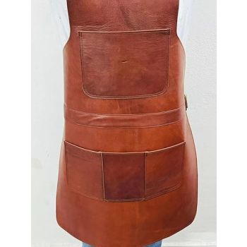 Handmade Leather Apron For BBQ Chef Cooking with Pockets Strap - Tan Vex