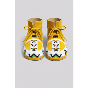 Handcrafted Vintage Minnetonka Beaded Suede Moccasins For Unisex