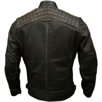 Black Texture Lambskin Leather Biker Jacket
