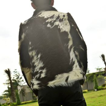 Men's Cowhide Leather Jacket Genuine Pony Skin