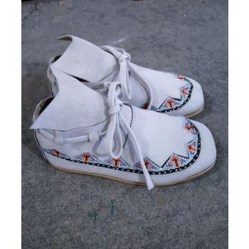 Vintage Minnetonka Beaded Suede Moccasins Soft Sole For Unisex