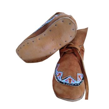 Vintage Minnetonka Beaded Brown Suede Moccasins For Unisex