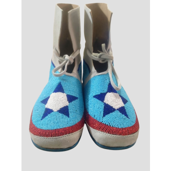 Handcrafted Suede Boots with Tribal Star Beadwork For Unisex