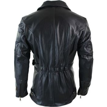 Men's Classic Cow Leather Trench Coat Biker Vintage Vexes Coat 