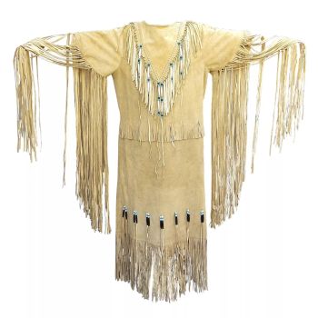 Native Buckskin Suede Leather Wedding Dress - Beige
