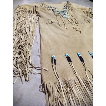 Native Buckskin Suede Leather Wedding Dress - Beige