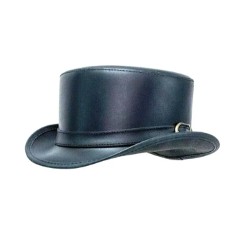 Bromley Black Leather Top Hat With Carriage Band