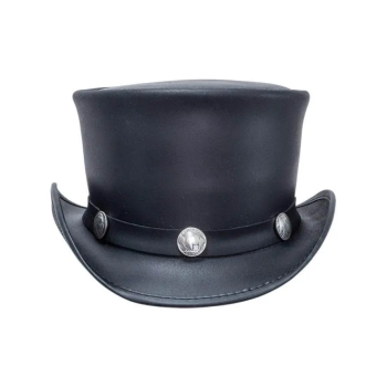 El Dorado Top Hat, Buffalo Band, American Leather Top Hat, Nickel Stylish Black Cowboy Hat Top Hats for Men