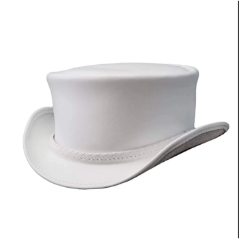 Handmade White Leather Hat Elegant victorian Design Perfect for Weddings Parties Events Unique Gift Stylish Accessory for Men and Women