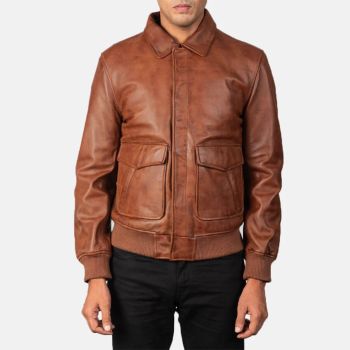 Coffman Brown A2 Leather Bomber Jacket