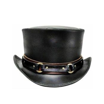 El Dorado Leather Top Hat with SR2 Band - Black