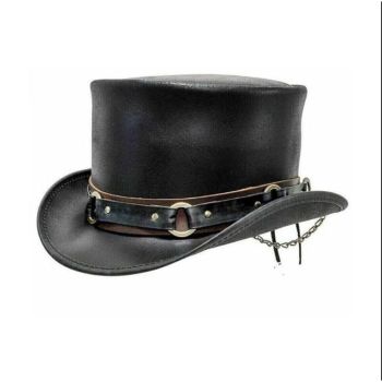 El Dorado Leather Top Hat with SR2 Band - Black