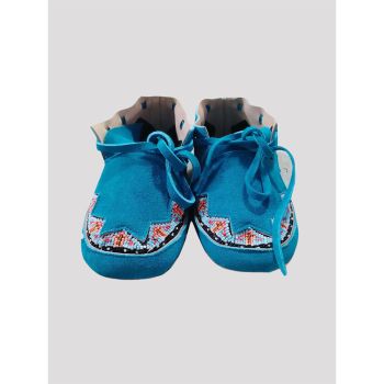 Vintage Turkish Minnetonka Beaded Suede Moccasins Soft Sole For Unisex