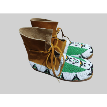 Handmade Native Inspired Beaded Leather Moccasin Boot  For Unisex