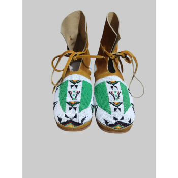 Handmade Native Inspired Beaded Leather Moccasin Boot  For Unisex